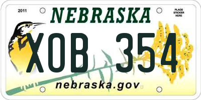 NE license plate XOB354