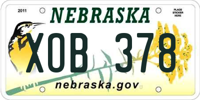 NE license plate XOB378