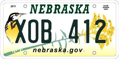 NE license plate XOB412