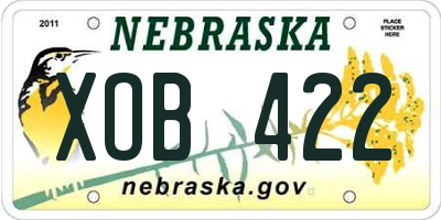 NE license plate XOB422
