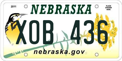 NE license plate XOB436