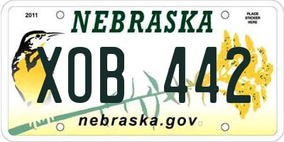 NE license plate XOB442