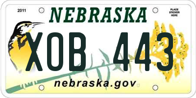 NE license plate XOB443