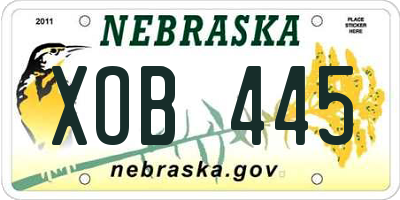 NE license plate XOB445