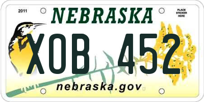 NE license plate XOB452