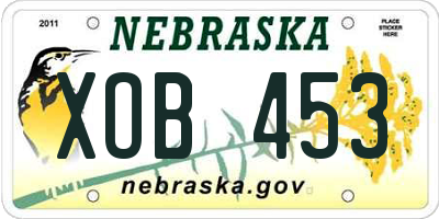 NE license plate XOB453