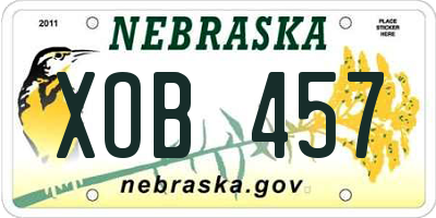 NE license plate XOB457