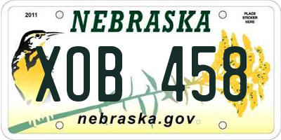 NE license plate XOB458