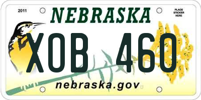 NE license plate XOB460