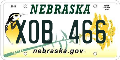 NE license plate XOB466