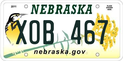NE license plate XOB467