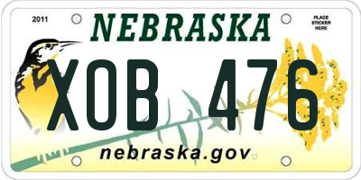 NE license plate XOB476