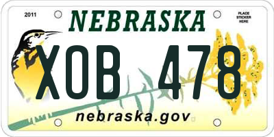 NE license plate XOB478