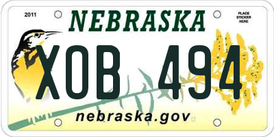 NE license plate XOB494