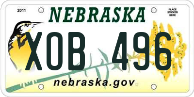 NE license plate XOB496