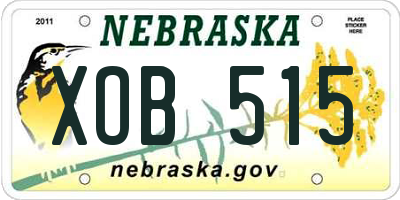 NE license plate XOB515