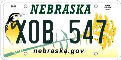 NE license plate XOB547