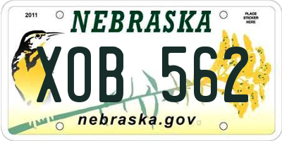 NE license plate XOB562