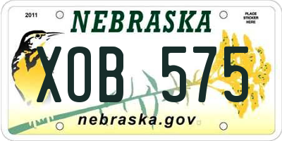 NE license plate XOB575