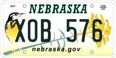 NE license plate XOB576