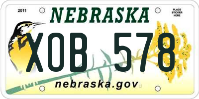 NE license plate XOB578