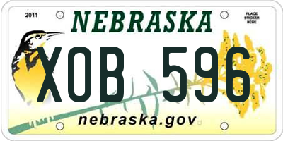 NE license plate XOB596
