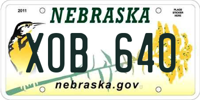NE license plate XOB640