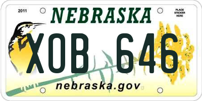 NE license plate XOB646