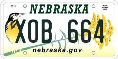 NE license plate XOB664
