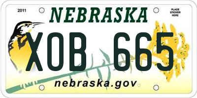 NE license plate XOB665