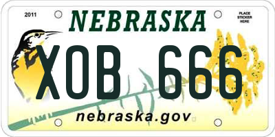 NE license plate XOB666
