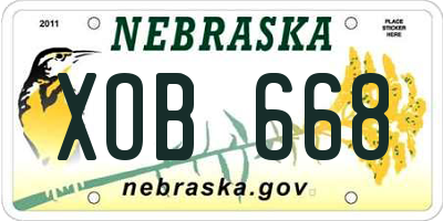 NE license plate XOB668