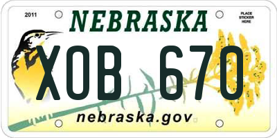 NE license plate XOB670