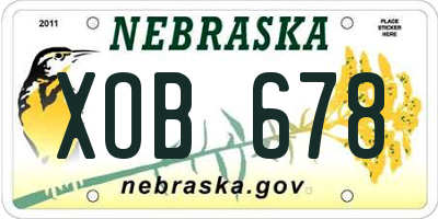 NE license plate XOB678