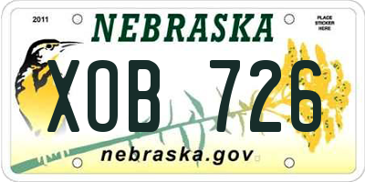 NE license plate XOB726