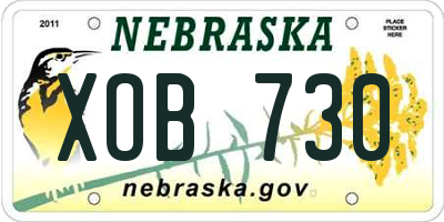 NE license plate XOB730