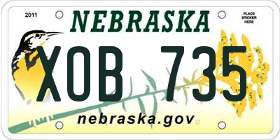 NE license plate XOB735