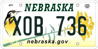 NE license plate XOB736
