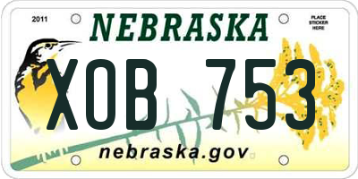 NE license plate XOB753