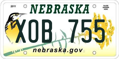 NE license plate XOB755