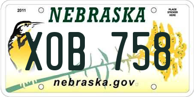 NE license plate XOB758