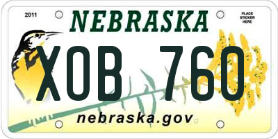 NE license plate XOB760