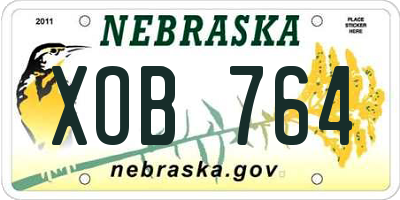 NE license plate XOB764