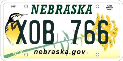 NE license plate XOB766