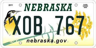 NE license plate XOB767