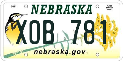 NE license plate XOB781