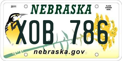 NE license plate XOB786
