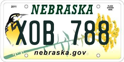 NE license plate XOB788