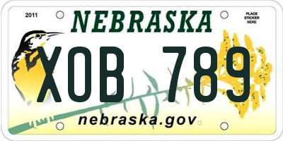 NE license plate XOB789