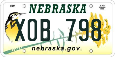 NE license plate XOB798